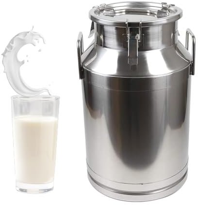 KELUNIS Bidone del Latte in Acciaio Inossidabile da 28-64 Litri Secchio del Latte in Acciaio Inossidabile con Coperchio Ermetico E Maniglia Facile da Trasportare E Utilizzare,48L