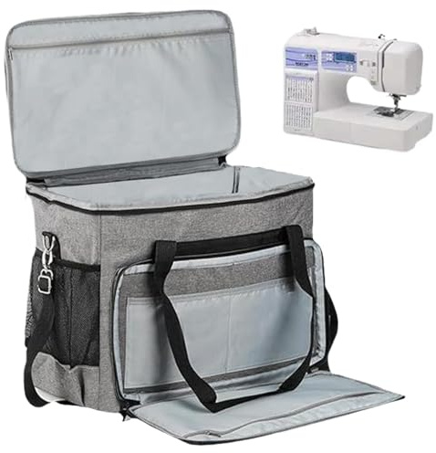 Case de la máquina de coser, bolsa de la máquina de coser, estuche de máquina de coser de gran capacidad, con correa para el hombro, bolsa de costura y cremallera, suministros de almacenamiento de ac