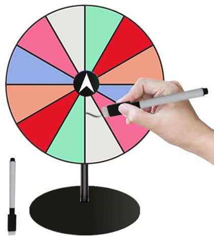 Generico 12 Slots Prize Wheel, Raffle Table Prize Wheel Spinner, 10.63x7.87 Inches Adorable Heavy Duty Base with Dry Erase Marker for Trade Shows, Carnivals, Home