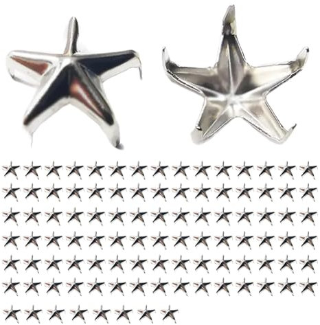 Rdxanc Lot de 100 rivets en forme d'étoile 10 mm/15 mm pour loisirs créatifs, vêtements, sacs, ceintures