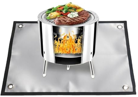 Genérico Alfombrillas para Barbacoa, Alfombra Exterior Ignífuga, Protección Antigrasa Reforzada con Fibra de Vidrio para Playa Camping Furgonetas Puestos Ambulantes Césped Suelos Irregulares