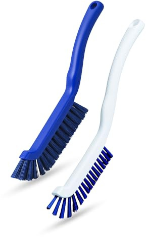 Fugenbürste | 2er Set | Hart & Weich | Angewinkelt für Ecken | Aus Kunststoff | Ergonomisch | Für: Bad | Auto | Küche | Badezimmer | WC | Ecken | Fenster | Spüle | Kratzfrei - Made in GER