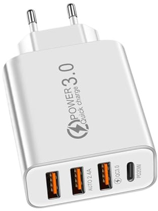 Caricatore Rapido - Materiale ABS Adattatore Energia, Caricatore Tripla Porta, Ricarica Intelligente | Uso Quotidiano Telefono Laptop Viaggio Ufficio Casa Auto Compatto