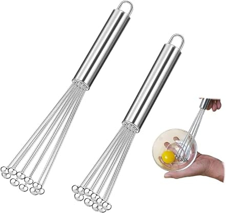 Persiiious 2 Piezas Batidor Manual de Huevos, 31cm Varillas Cocina, Bolas De Acero Inoxidable Batidor Manual, Batidores de Acero Inoxidable, Para Mezclar, Revolver la Masa, Huevos, Batir