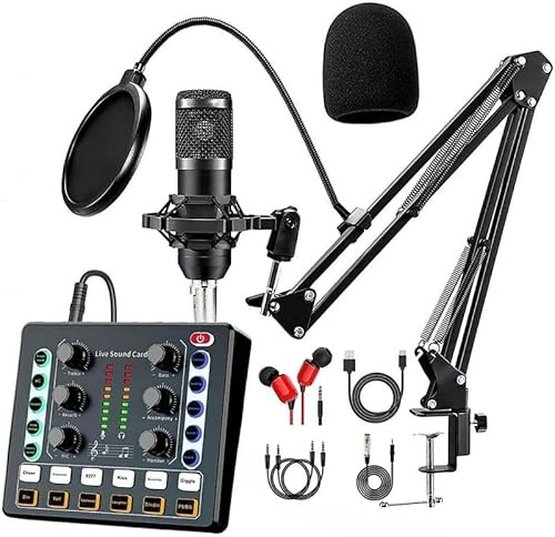 Mesa Mezclas, Paquete de estudio grabación BM-800 con cambiador voz, tarjeta sonido en vivo - Interfaz audio