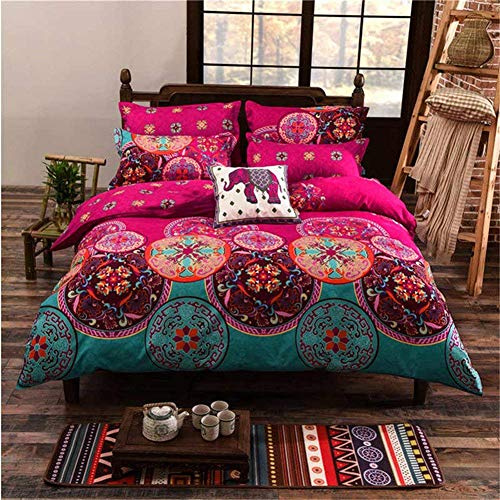 Stillshine Boho Betten Set, modernes Elegantes 4 Stück Bohemian Exotic Style Lightweight Microfiber Bettwäsche-Set Bettwäsche Set, King Size, 220x240CM, Style #9