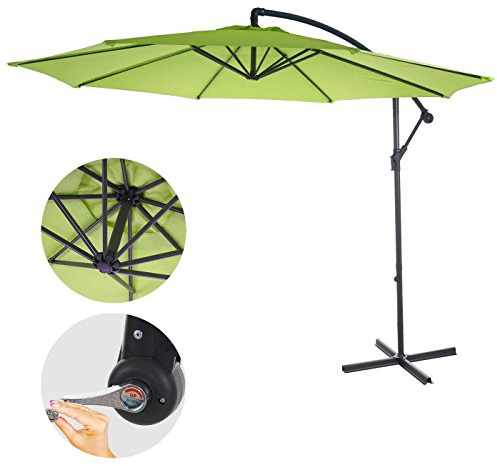 Parasol déporté semi-pro Acerra, 3m inclinable - vert limon sans support