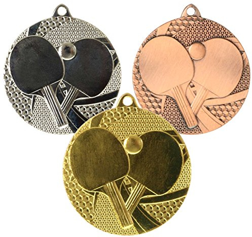pokalspezialist 10 Stück Medaille Tischtennis Tischtennis-Medaillen rund 50mm, 3mm stark, Stahl