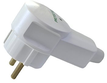 Spina angolare Schuko bianca con protezione da sovratensione, contatto di protezione IP20, 16 A ~ 250 V