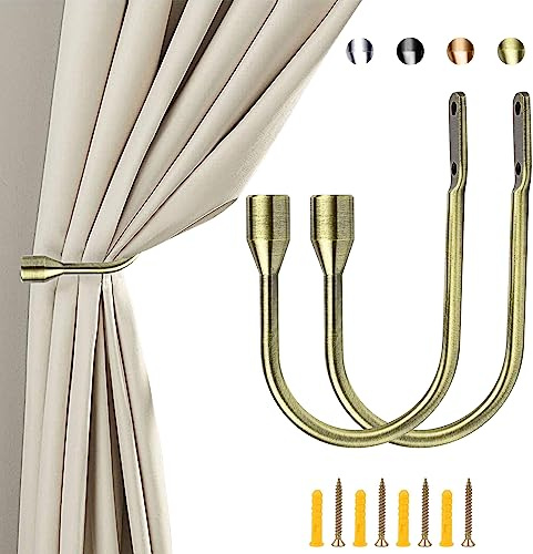ALEENFOON Raffhalter für Vorhänge, U-Design, Haken, Metall, Vorhanghalter, 2 Stück, bronzefarben