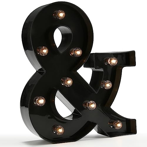 Light Up Black Alphabet Marquee Letters LED Lights Sign for Night Light Home Bar Christmas Lamp Birthday Party Wedding Decoration &