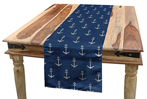 ABAKUHAUS Anker Tischläufer, Nordic Winter-Hipster, Esszimmer Küche Rechteckiger Dekorativer Tischläufer, 40 x 225 cm, Blau Weiß