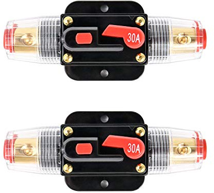 QWORK® Auto Leitungsschutzschalter 30 AMP Reset Sicherung 12-24V DC Leistungsschalter für Car Audio Marine Boat, 2Pack
