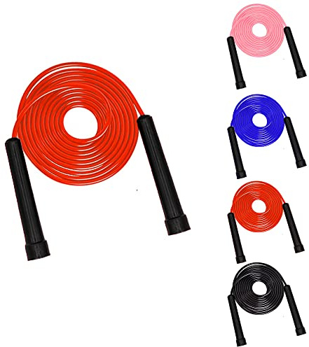Skipping Rope Adult Fitness Jump Rope Gym Workouts & outdoor Training for Fat Burning Boxing, MMA & Interval Exercises Speed Fitness Weighted Skipping Ropes for Women & Men (Red)