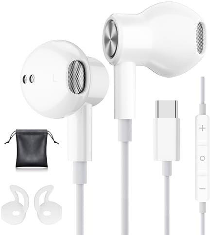 Auricolari USB C per Samsung S23 S22 Ultra S24 S21 A56 A55 A54 5G A16 Cuffie Type C con Microfono per iPhone 15 16 Pro Max Hi-Fi Stereo Bass Cuffie per Samsung S25 FE Pixel 9 8 7 6 Pro Xiaomi 14 15