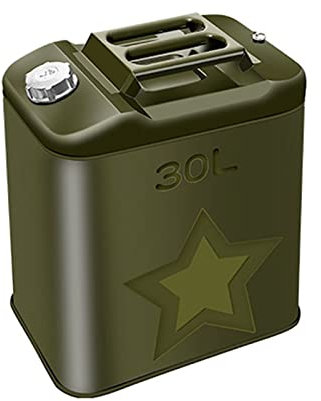 Mafatian Benzinkanister 30L Army Green Metal Benzin Jerry Can Container für Lagerkraftstoff Dieselölbehälter Kann mit flexiblem Gießauslauf stark robust