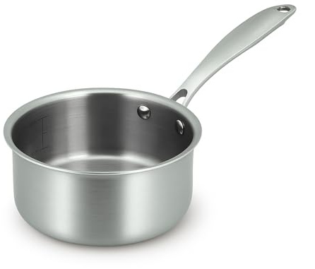 MENASTYL - Casserole inox 18/10 Triply 16cm tous feux dont induction fabriquée en France - sans PFAS ni substances nocives - Compatible lave-vaisselle - Poignée rivetée - 6020489