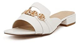 QUEEN HELENA Casual eleganta sabot damtofflor med låg klack Y5008, Vit, 37 EU