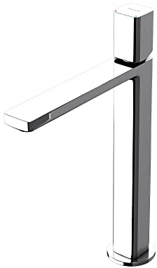 doporro Armatur Bad Wasserhahn Badezimmer Einhebelmischer Silber 30,9 cm | Waschbeckenarmatur eckig Waschtischarmatur Einlochmontage DIN-Anschluss WAO-7901