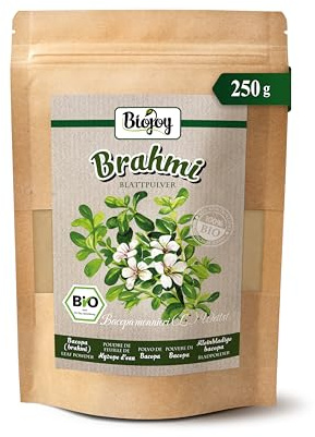 Biojoy BIO Brahmi Pulver, fein gemahlen, unbehandelt, 250 g | Brahmi Powder aus Indien, Bacopa monnieri L.