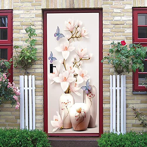 Türfolie Türtapete Türposter Selbstklebend 3D Fototapete Klebefolie Tür Mit Motiv Türaufkleber Kinderzimmer Wunderschöne Blumenvase 90 X 200 Cm