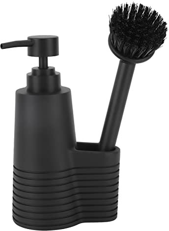 Dish Soap Dispenser, Stainless Steel Washing Up Liquid Dispenser Soap Dispenser Set with Cleaning Brush for Kitchen