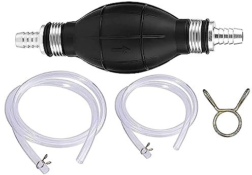 Tsuchiya Bomba de mano de gasolina, bomba de mano con sifón de 2 m de manguera de PVC, bomba universal para barco, coche, vehículo, diésel, gasolina, aceite