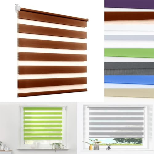 Verdunkelungsrollo ohne Bohren 35 x 140 cm Blickdicht Sichtschutz Sonnenschutz Klemmfix rollos für Fenster Innen Bequeme Montage für Fenster & Balkontür, Braun