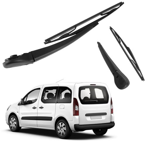 Limpiaparabrisas Trasero de Coche Reemplazo para Citroen Berlingo 2008-2021, Juego de Brazo y Hoja de Kit de limpiaparabrisas Trasero de Coche Impermeable Reemplazo para Peugeot Partner 2008-2021