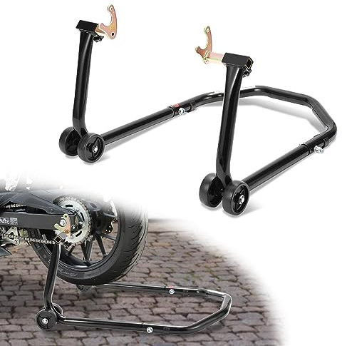 Cecaylie Motorradständer Hinten, Motorrad Ständer x2,Montageständer Motorrad bis 300 kg,Motorradheber aus Stahl,Motorrad Aufbockständer mit Doppelrollen,Motorradständer Hohe Stabilität,Schwarz
