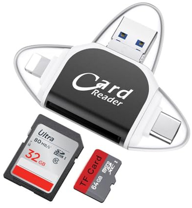Multi-Port 4 in 1 Universal SD TF Kartenleser, SD/Micro SD Kartenleser, Micro USB SD Kartenadapter, USB 3.0 Externe Speicherkartenleser, Micro SD Karte Kamera Speicherkartenleser (Schwarz)