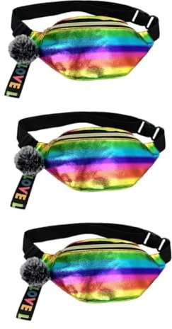 LIFKOME 3-teiliges Pu-Leder-gürteltaschenset Für Damen Sport-hüfttasche Mit Holografischem Reißverschluss Und Brusttasche Aus Fell Für Outdoor-aktivitäten