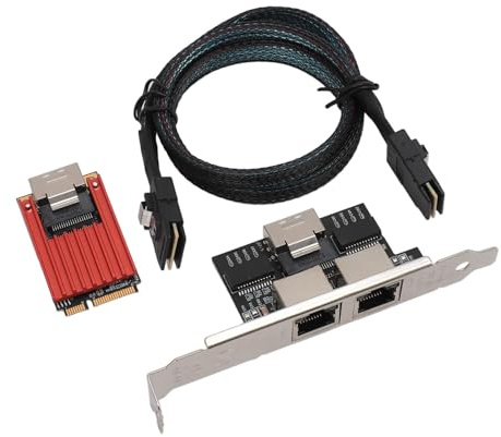 Tarjeta Pcie Gigabit Ethernet, Adaptador Gigabit PCI Express Ethernet con Dos Puertos RJ45, Chip I350, Adaptador de Tarjeta de Red para para PC de Escritorio