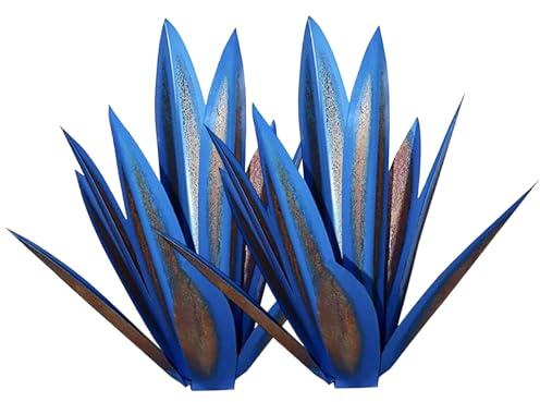 Cndiyald 2pcs Jardin Tequila décor DIY métal Tequila Sculpture Rustique métal Agave Yard Art pour pelouse extérieure décoration de Jardin Bleu Tequila Sculpture Rustique