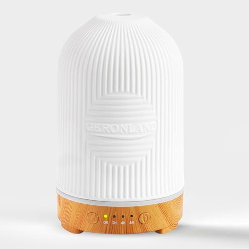 Ceramic Essential Oil Diffuser For Home Electric 200ml Large Humidifier Cool Mist Aromatherapy Premium Ultrasonic 4 In 1, 9 LED Lights, 4 Timer Adjust Settings And Waterless Auto-Off Home Fragrance