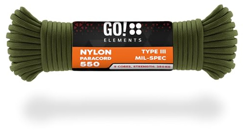 GO!elements Paracord Seil aus reißfester Nylonschnur - 4mm Paracord 550 Typ III Schnur - geeignet als Allzweckseil & Reepschnur - Max. 250kg