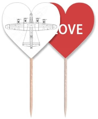 Plane Line - Palillo de dientes estilo militar Art Deco con diseño de corazón