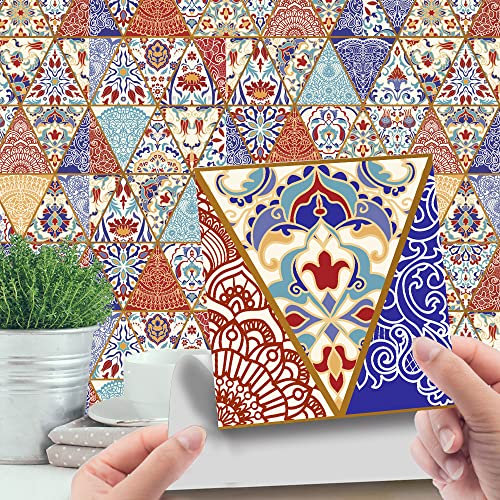 Fliesenaufkleber Bunte Blumen Selbstklebende Klebefliesen, Wandfliesen Aufkleber,Wasserdicht Fliesensticker Fur Kuche Badezimmer Dekorative Stickerfliesen,Wohnzimmer Dekoration20X20Cm