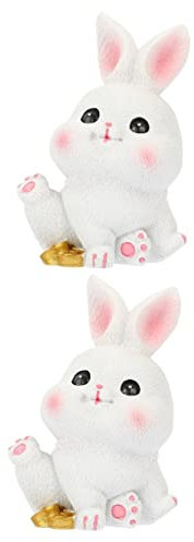 Cabilock Hase Figur 2 Stück Großohriges Kaninchen Ornament Auto Dekoration Auto Armaturenbrett Dekorationen Dekorative Wohnaccessoires Cartoon Hase Ornament Hasen Statuen Kaninchen Skulptur
