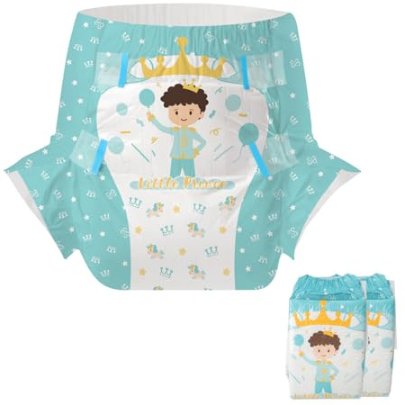 CutiePlusU Pannolini per Adulti, Confezione da 2 Pezzi, Mutandine Assorbenti Monouso con Alette per Donne e Uomini, Massima Assorbenza Notturna-Little Prince(L 94-120cm)
