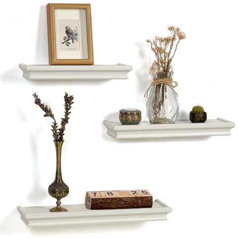 WPAJIRZO Schmales Wandregal 3er Set, Vintage Schweberegale Bilderleiste Dekorativer Hängeregal für Wohnzimmer, Küche, Flur & Bad, Regal zur Präsentation Länge 30 cm 36 cm 42 cm