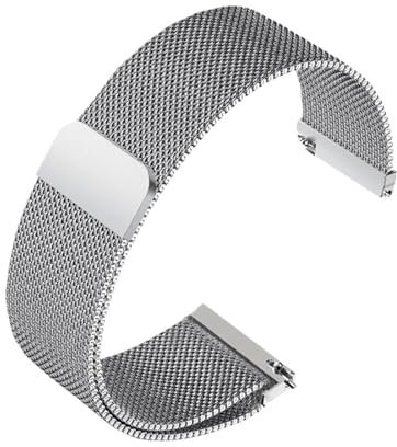 HASGTFM Magnetische Passform for Milanaise-Mesh-Armband, Edelstahl-Uhrenarmband 12 14 16 18 20 22 mm, Herren/Damen, Schnellverschluss, atmungsaktive Uhrenkette(Silver,22mm)