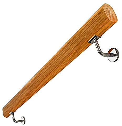 Corrimano in legno massiccio per scale, 2,2 m, kit ringhiera per interni ed esterni, con barra antiscivolo da parete, ideale per la sicurezza di anziani e bambini