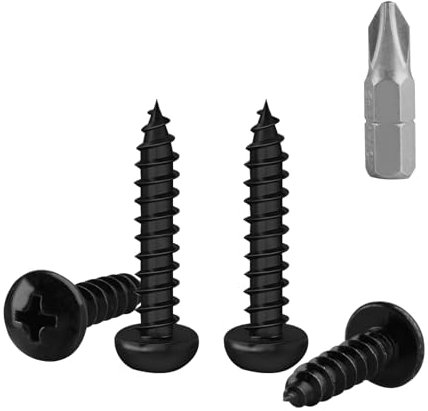 150 Pcs M4 Vis Bois Autotaraudeuses à Tête Bombée, Vis à Bois Noires, Visser Autoperceuses, Visser à Tête Ronde Cruciforme pour Meubles Métal, M4x25mm