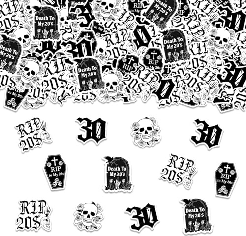 200 pezzi Death to My 20s coriandoli gotici 30° compleanno decorazioni da tavolo strappare anni '20 decorazioni per feste di compleanno sparse per donne 30° trenta compleanno anniversario festa