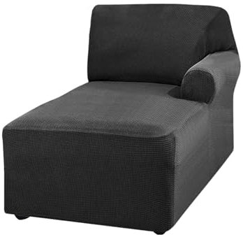 Sofabezug aus Polarfleece, L-förmig, mit Design, Stretch-Sesselbezug für Zweisitzer und modernes Sektionalsofa (schwarz, rechte Chaiselongue)