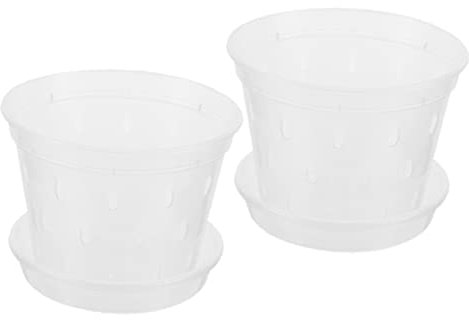 HANABASS Lot de 2 Sets de Pots à Orchidées Transparents et Respirants pour Intérieur et Extérieur Pots de en Plastique Ventilation pour Plantes Design Polyvalent