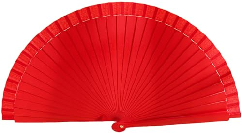 RALIYATX Ventaglio pieghevole in legno spagnolo, tinta unita, moderno, classico, vintage, ventaglio a mano in legno, per feste di danza, perfornamnces e feste, rosso