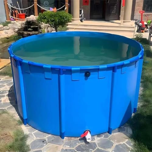 Generisch PVC-Aquariumbecken mit Ablassventil – temporärer Salzwasser-Fischtank, langlebige Plane für Wasserspeicher für Koi-Fische und Schildkröten, inklusive Stahlhalterung