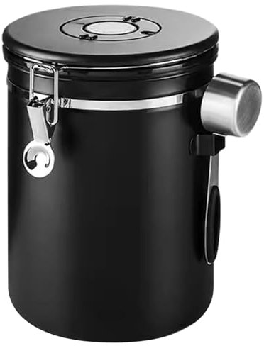 SMELEYOU Recipiente de café AirTight 2.8L Contenedor de café Almacenamiento de frijol de acero inoxidable con pantalla de barra multipropósito de fechas y cuchara